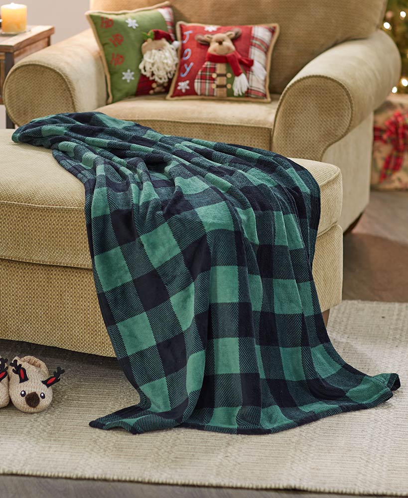 Plaid Plush Throw in Gift Bag