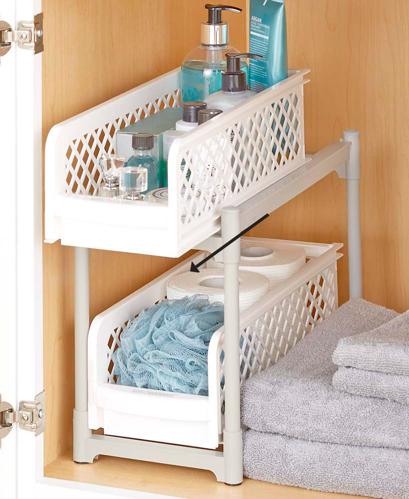 2-Tier Sliding Cabinet Drawer Baskets