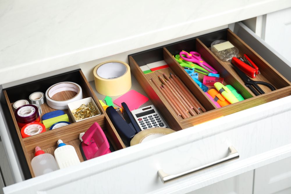 Home Office Hacks To Stay Organized - Drawer Dividers For Office Supplies