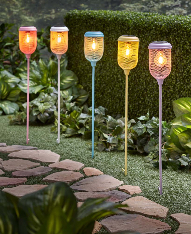 Solar Garden Decor Ideas -Pastel Solar Lantern Garden Stakes