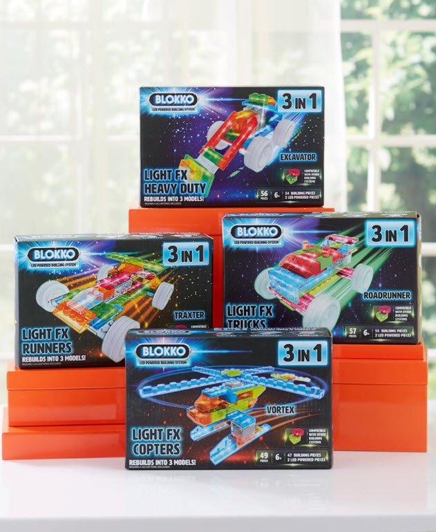 Basket Stuffers Kids - Blokko™ 3-In-1 Lighted Building Block Sets