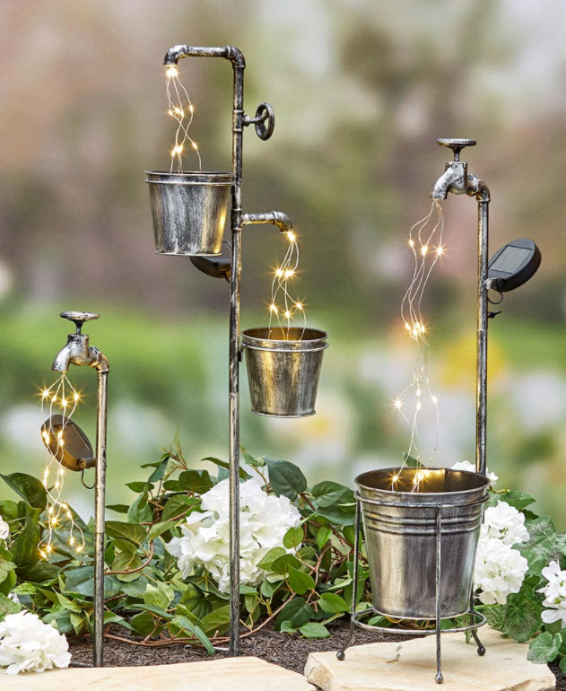 Solar Faucet Sculpture Planters