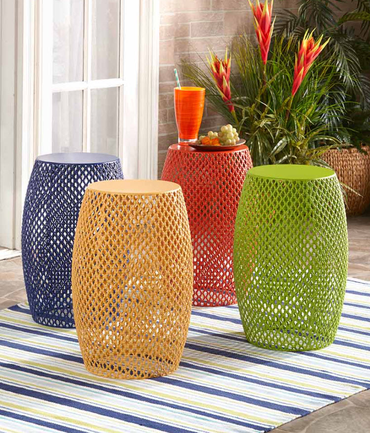 Metal Lattice Barrel Stools