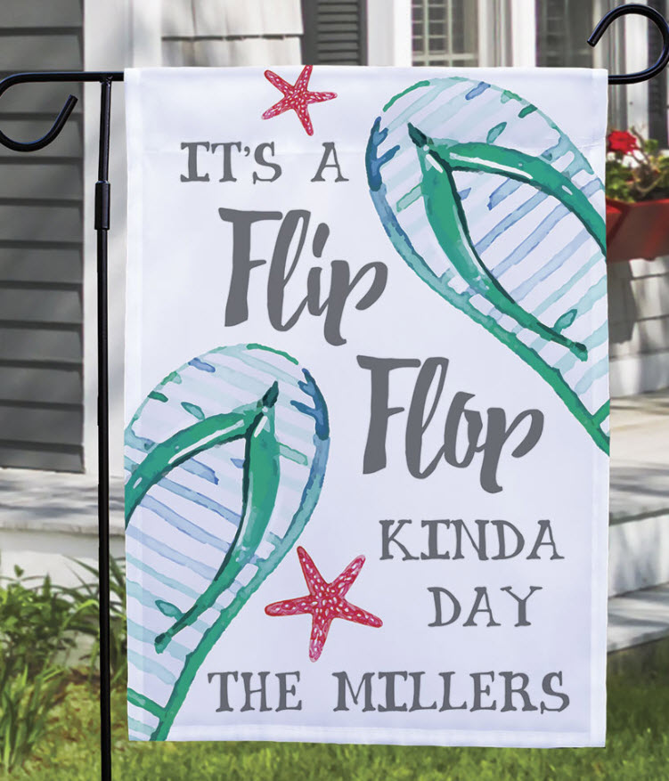 Coastal Porch Decorating Idea - Personalized Summer Fun Garden Flags