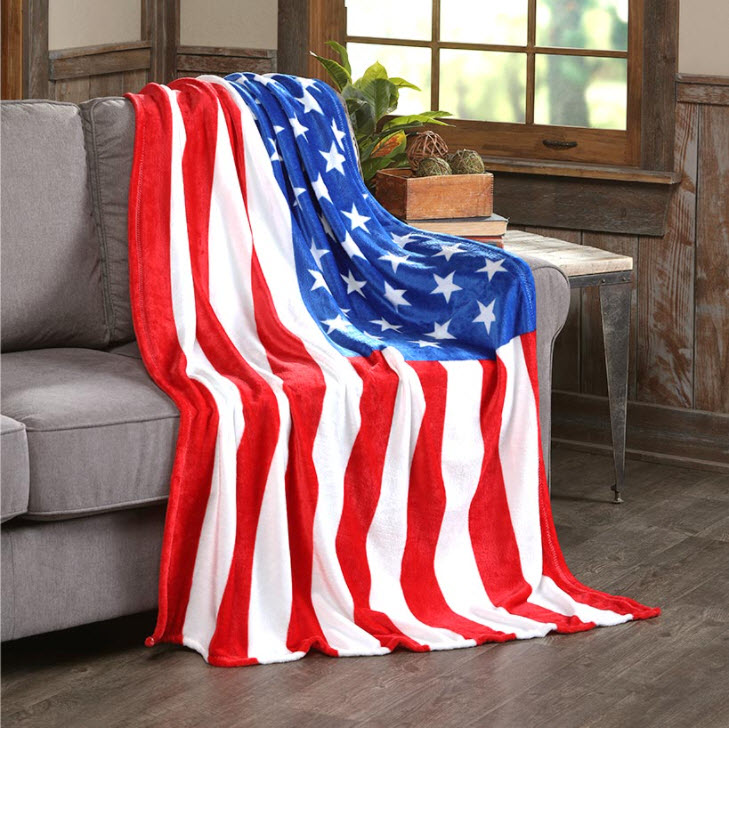 Oversized American Flag Plush Throw