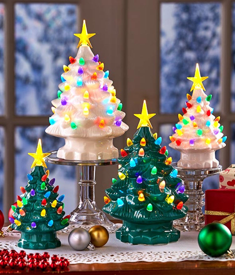 christmas in july sale - Retro Lighted Tabletop Christmas Trees