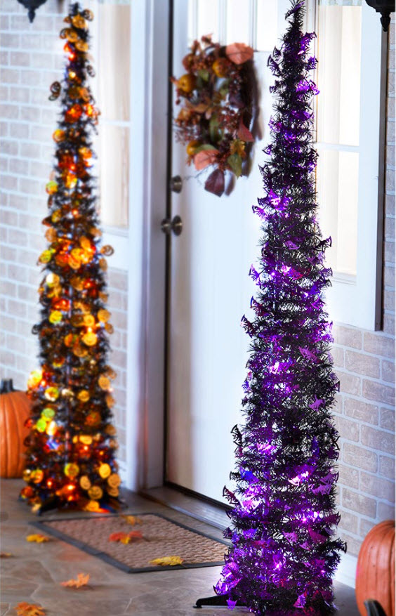 65" Lighted Halloween Trees