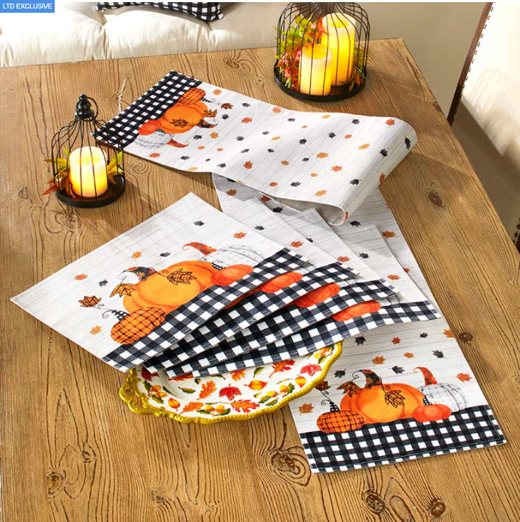 Plaid Pumpkin Table Runner or Placemats