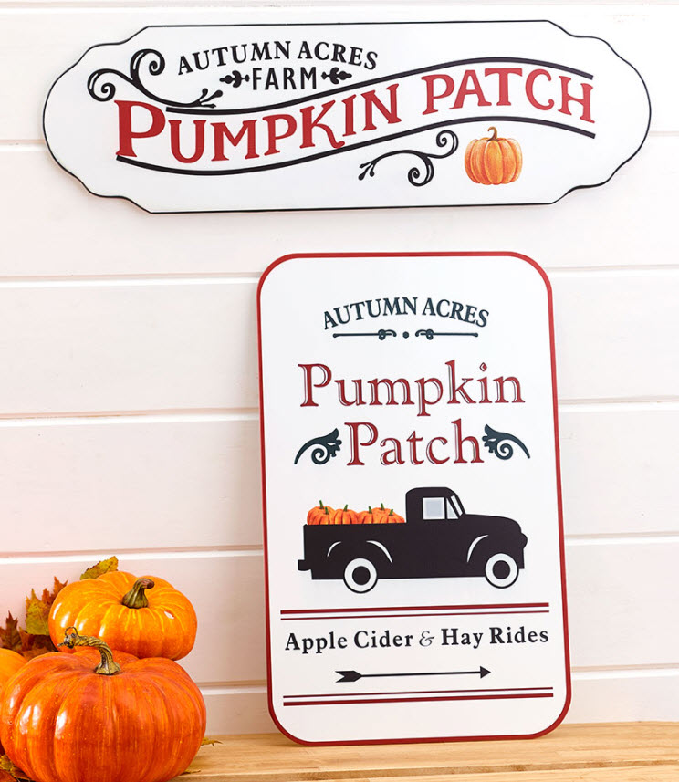 Metal Harvest Pumpkin Patch Signs