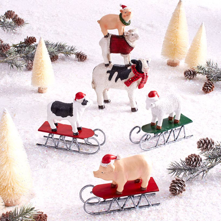 Winter Farm Animal Figurines