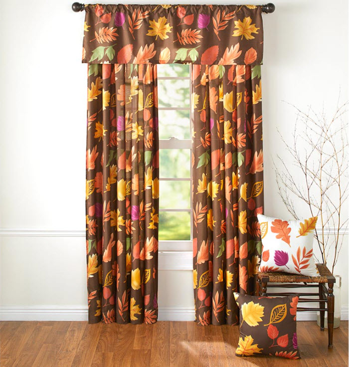 Country Leaves Window Curtains or Accent Pillows