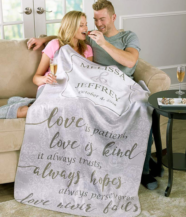 Personalized Wedding Sherpa-Backed Throws