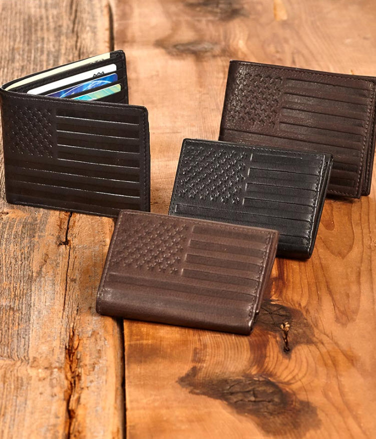 Men's American Flag Embossed Leather Wallets